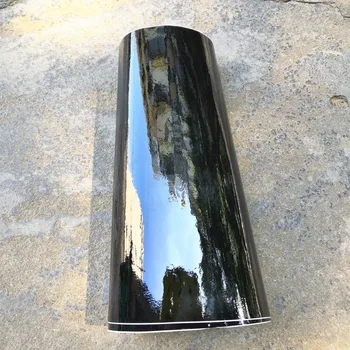1.35 m x 15 m / Rulo 3 Katmanlar Yüksek Parlak Siyah Güneş Çatı Vinil Wrap Film Araba Çatı Wrap Vinil İle Hava Kabarcığı Ücretsiz Şöhret