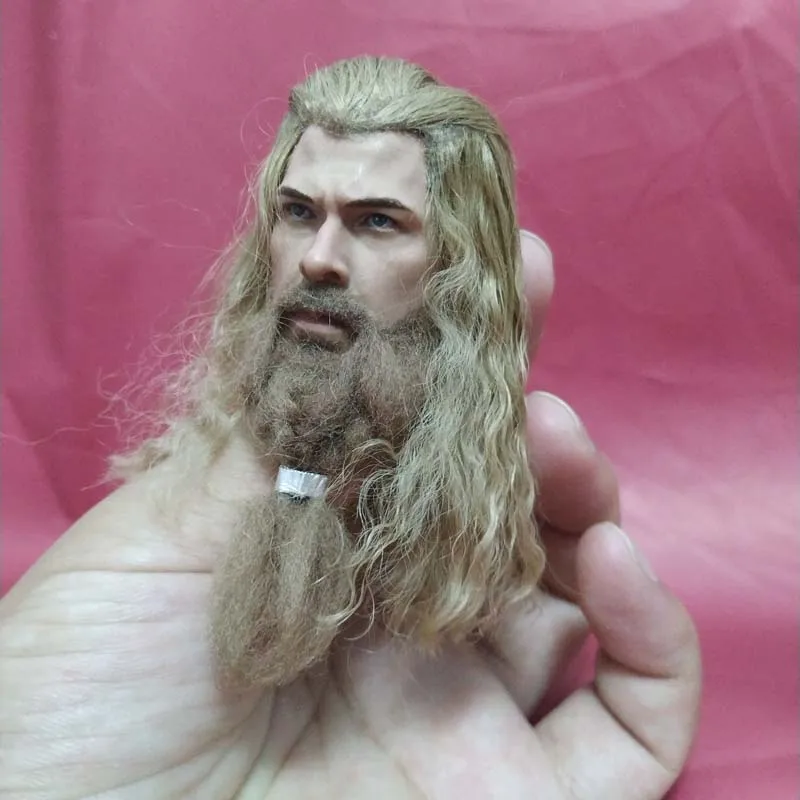 1/6 Ölçekli Gerçek Saç Bıyık Thor Odinson Başkanı Şekillendirici Endgame Çökmekte Yağ Chris Hemsworth Kafa Oyma Modeli Oyuncak