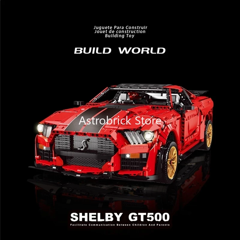 1:8 Ölçekli Shelby GT500 Süper Spor Yarış Araba Yapı Taşları Modeli Ünlü Hız Araç Tuğla MOC çocuk için oyuncak hediyeler