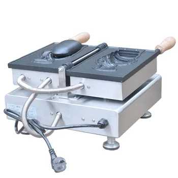 1 adet Açık Ağız Balık Waffle Ticari Kullanım yapışmaz 220 v Elektrikli Dondurma Fincan Şekilli Taiyaki Makinesi