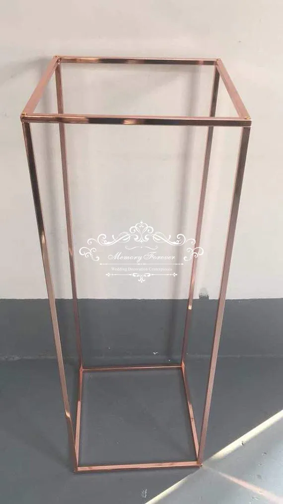 10 ADET 80 cm Modern Dikdörtgen Uzun Boylu Metal Standı Düğün Centerpiece Altın Çiçek Standı Vazolar Dekorasyon 0