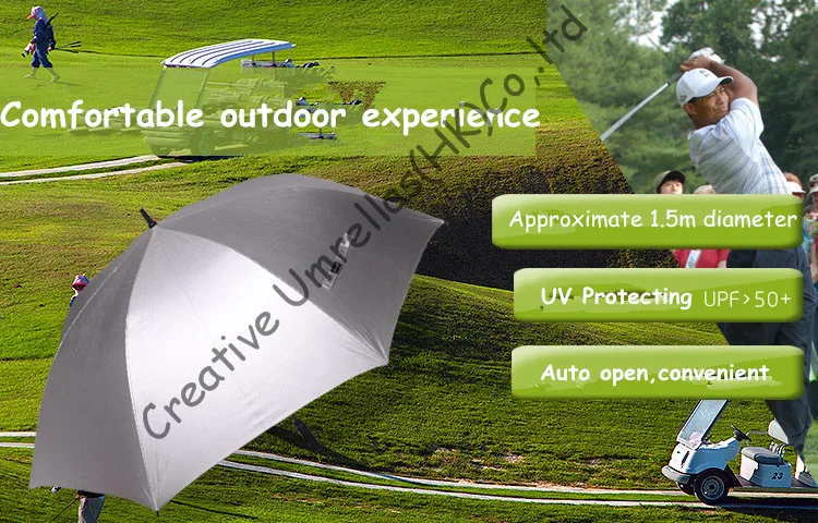 16mm fiberglas şaft golf şemsiyeleri, açık hava sporları için büyük boyutlar, UV koruması, hediye şemsiyeleri, çift kullanım 2