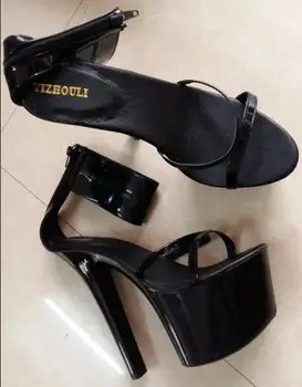 20 cm yüksek topuklu, profesyonel kadın sandalet, ziyafet kullanılan podyum ayakkabı