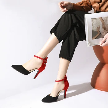 2020 Kadın Sandalet Yüksek Topuklu Sonbahar Akın Sandalet Sivri Burun Seksi Yüksek Topuklu Kadın Yaz Ayakkabı Sandalet Kadın Büyük size31-44