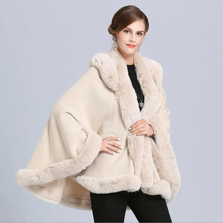 2020 kış Avrupa yeni boy gevşek taklit tilki kürk yaka örgü ceket kadın yarasa kollu hırka şal pelerin ceketler F208