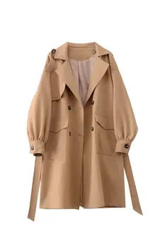2020 Sonbahar Yeni İngiliz Tarzı Uzun Şık Ceket Takım Elbise Yaka Rüzgarlık Kadın Uzun Rahat Gevşek Artı Boyutu Jaqueta PR053