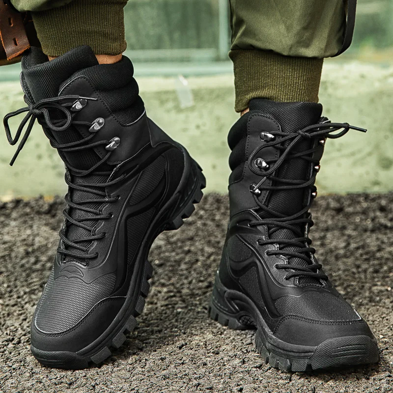 2021 erkek Açık askeri Botlar Savaş Uçuş Ordu Ayak Bileği Tatical Çizmeler Yürüyüş Kamp Yüksek top Su Geçirmez Iş Güvenliği Ayakkabıları