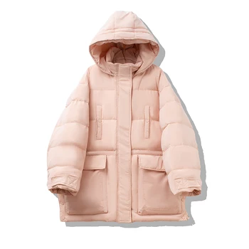 2021 kısa aşağı ceket kadın Kore yan yarık gevşek kalın beyaz ördek aşağı kış ceket trendy ince sıcak tutan kaban