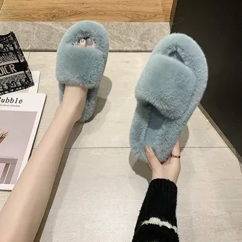 2021 Kış Sıcak Tarzı kadın pamuklu ayakkabılar Kapalı Açık parmaklı Ev Konfor Yumuşak Alt kaymaz Flip-flop pamuk terlikler Kadın