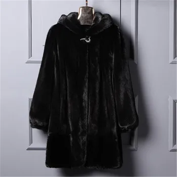 2021 Moda Artı Boyutu 6XL Kadın Kış Gevşek Siyah Mizaç Kapşonlu Faux Kürk Ceket Uzun Kalın Sıcak Sahte Kürk Ceket Ceket
