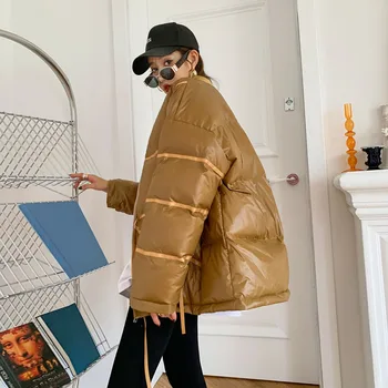 2021 sonbahar kış yeni kişiselleştirilmiş beyaz ördek aşağı ceket kadın kısa tasarımcı moda Kore gevşek ekmek ceket YNZZU 1O099