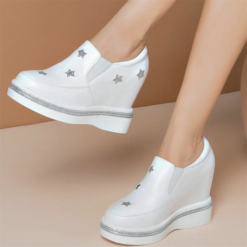 2021 Tıknaz Platformu yarım çizmeler Kadın Hakiki Deri Yüksek Topuk Pompaları Ayakkabı Kadın Yuvarlak Ayak Takozlar Oxfords Ayakkabı rahat ayakkabılar