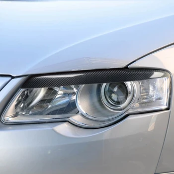 2x Far Kaş Far Göz Kapağı Trim Için Volkswagen VW Passat B6 3C 2005-2010 Karbon Fiber Ön Kafa lambası aydınlatma koruması Kaş