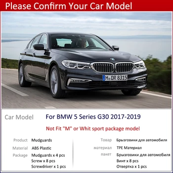 4 adet BMW 5 Serisi Için G30 2017 2018 2019 Araba Çamur Flaps Ön Arka Çamurluk Splash Muhafızları Çamurluk Aksesuarları G30 520i 525i 528i 0
