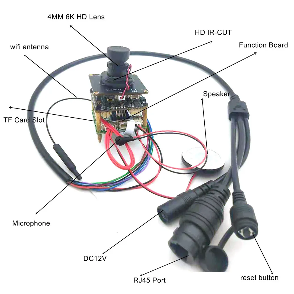 4 K WİFİ IP Kamera Modülü Camhi 8MP DIY Güvenlik Kamera Kablosuz Akıllı AI Hareket Algılama Alarm TF Kart Onvif CCTV Gözetim