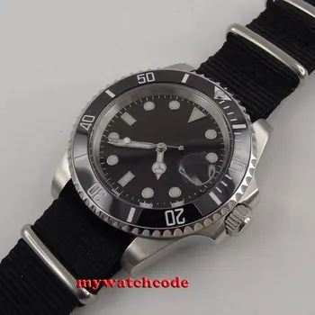 40mm bliger siyah kadran ışıltılı marks safir cam miyota 8215 otomatik mens watch