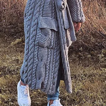 4XL Moda erkek Kış Uzun Hırka Kazak Ceketler Gevşek Artı Boyutu Sıcak Casual Kazak Erkekler Örme Boy Kazak Mont
