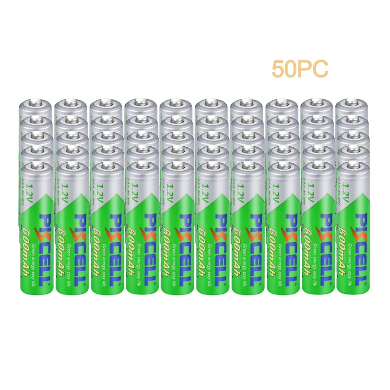 50 ADET PKCELL 1.2 v NİMH AAA Pil Precharge Şarj Edilebilir Piller AAA 600 mah batteria batteris İçin Kamera Elektrikli Tıraş Makinesi