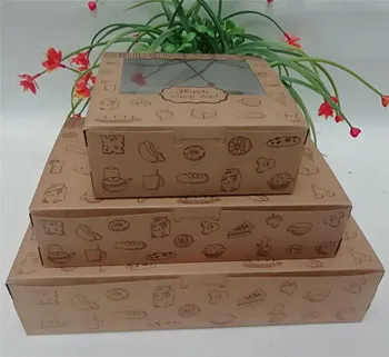 50 pcs 3 Boyutu Kraft kağıt kutuları ambalaj için cupcake hediye kutusu ile pencere Noel kutusu için kek şeker çerezler pişirme kutusu