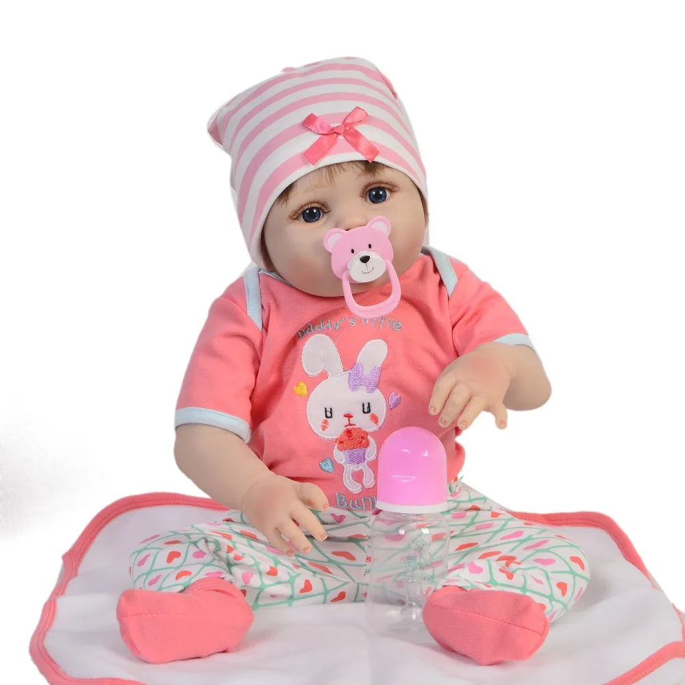 55 cm Silikon Yeniden Doğmuş Bebek oyuncak bebekler Gerçekçi tam vinil vücut Yenidoğan bebekler bebes Reborn bebek doğum günü hediyesi Kız Brinquedos