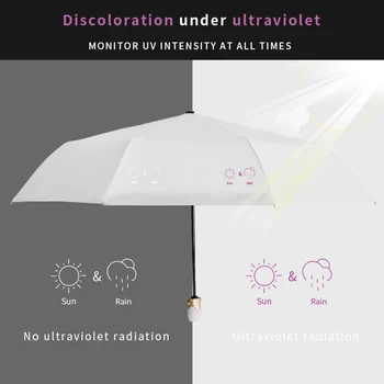 7 Renkler Otomatik Şemsiye Yağmur Kadınlar Üç-katlanır Şemsiye Rüzgar Geçirmez Adam Güneşli Ve Yağmurlu Şemsiye Değişim Renk Nedeniyle UV 5