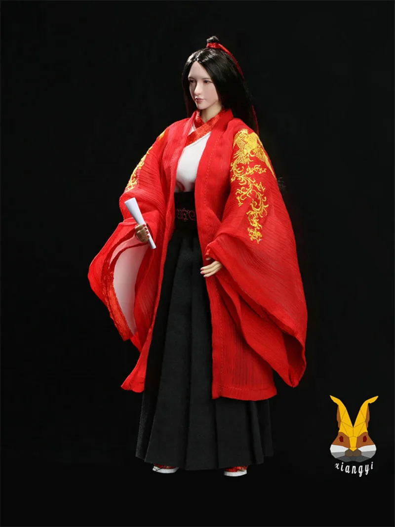 A02 1/6 Kırmızı Işlemeli Etek Antik Çin Kadın Giyim Seti Modeli Fit 12 