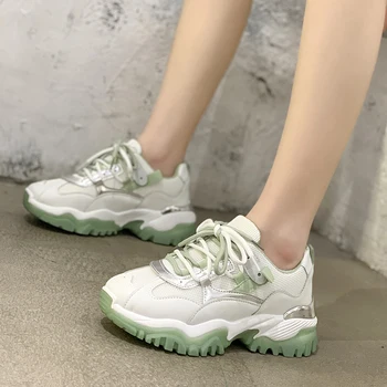 ADBOOV 2020 Yeni Moda Yansıtıcı Tıknaz Sneakers Platformu rahat ayakkabılar Kadın Sneakers