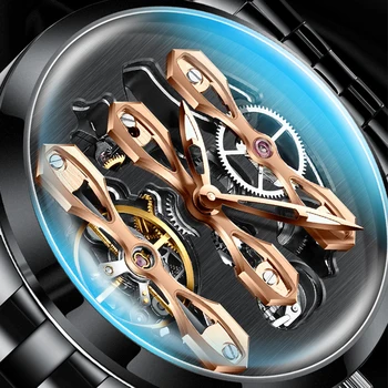 AILANG tasarım ızle ıçi boş volan moda stil otomatik erkek saati su geçirmez paslanmaz çelik dalış saat sss dişli 2019 3