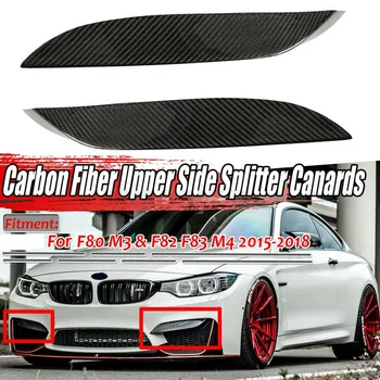 Araba Için Gerçek Karbon Fiber Ön Tampon Yan Splitter Canards Dudak Spoiler-BMW F80 M3 F82 F83 M4-2018
