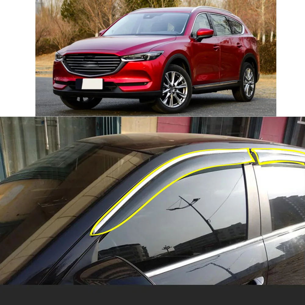 Araba Vücut Styling Sticker Plastik pencere camı rüzgar Siperliği Yağmur / Güneş Koruma Havalandırma Parçaları MAZDA CX-8 CX8 2018 2019 2020 2021 2022