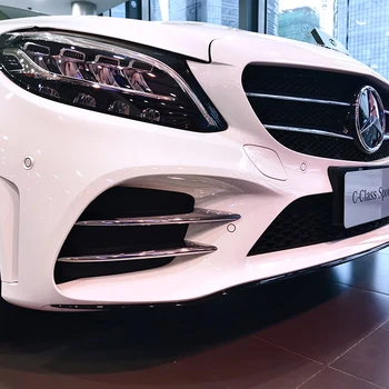 Araba Ön Sis Lambası Spoiler Trim Dış Krom Şerit Dekorasyon Şekillendirici Aksesuarları Mercedes Benz C Sınıfı Için W205 2018-2020