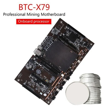 AU42-X79 H61 BTC Madenci Anakart Anahtarı Kablosu ile LGA 2011 DDR3 Desteği 3060 3070 3080 GPU 5 PCIE Madencilik Anakart