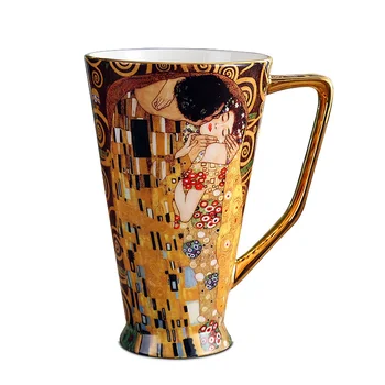 Avrupa retro kemik çini işareti su bardağı çift hediye büyük kapasiteli ev yaratıcı seramik kahve çay bardağı kapak kaşık