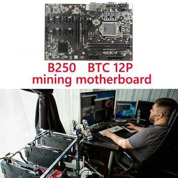 B250 BTC Madencilik Anakart CPU Soğutma ile Gan + Anahtarı Hattı + Termal Gres 12 PCIE Yuvası LGA1151 DDR4 DIMM SATA3. 0 12GPU 3