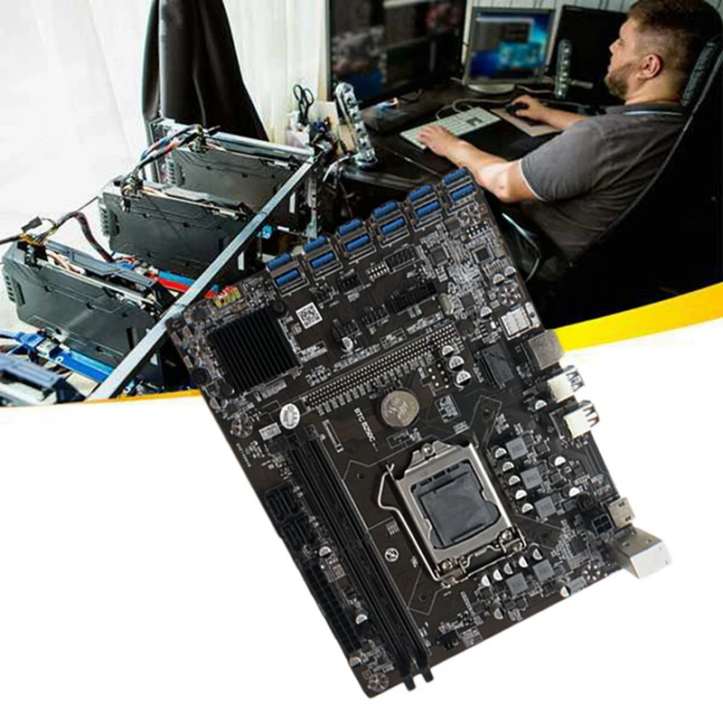 B250C Madencilik Anakart ile RGB Fan + G4400 CPU + SATA Kablosu + Anahtarı Kablosu 12 PCIE USB3. 0 GPU Yuvası LGA1151 Destek DDR4