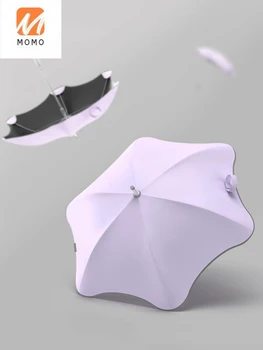 Basit şemsiye güneşli ve yağmurlu çift amaçlı uzun saplı düz çubuk şemsiye büyük güneş şemsiyesi güneş kremi ve UV koruması