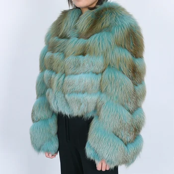 Bayan Kış Ceket Gerçek Tilki Kürk 2020 Ceket Parkas Mujer Gerçek Kürk Ceket Kalın Sıcak Kürk Gevşek Ceket Kadın O-boyun Palto