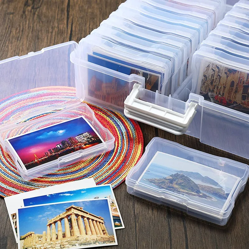 Büyük Anlaşma 32 Parça Fotoğraf Saklama Kutuları 4X6 İnç, Resim Saklama Kapları Kutusu Fotoğraflar İçin Kart Kordon Sticker Pullar Depolama