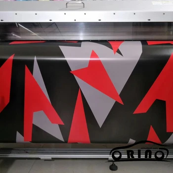 Büyük Siyah Kırmızı Gri Vinil Kamuflaj film levhası Araba Sarar Hava Kabarcığı DIY Styling Araç Kamyon Araba Sarma yapışkan film