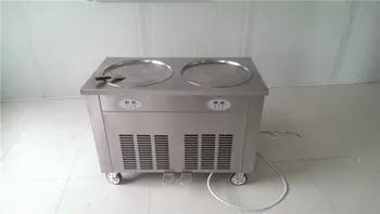 CE Onaylı Çift Tava Kızartma Kızarmış Dondurma Rulo Yapma Makinesi 0