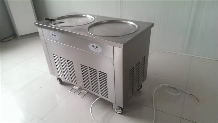 CE Onaylı Çift Tava Kızartma Kızarmış Dondurma Rulo Yapma Makinesi 5