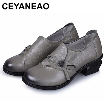 CEYANEAO Bahar Sonbahar moda makosenler 100 % Hakiki Deri Tek Ayakkabı Yumuşak Rahat düz ayakkabı Kadın Flats anne ayakkabısı E1208