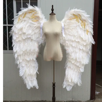 Cosplay devekuşu beyaz tüy melek kanat için Moda gösterisi Görüntüler düğün çekim sahne Cosplay oyunu kostüm