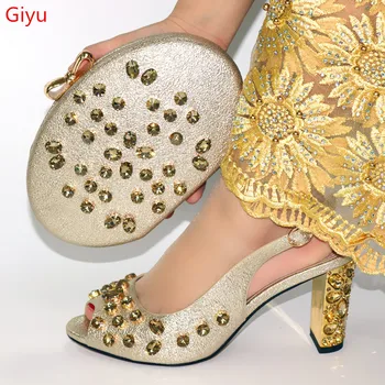 Doershow moda Kadın Ayakkabı ve çanta seti İtalya gümüş Renk İtalyan Ayakkabı Eşleşen çanta seti taşlarla Süslenmiş SFY1-12 2