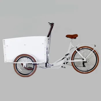 Elektrikli Yetişkin Üç Tekerlekli Bisiklet Aile Kargo Bisikleti Alüminyum Çerçeve 6 Dişli Hızları Sürüklenme Trike Bakkal Alışveriş ve Çocuk Taşıma 5