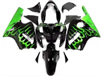 Enjeksiyon ıçin Yeni ABS motosiklet laminer akış kiti Kawasaki Ninja Alev Yeşil Siyah ZX12R 2002 2003 2004 2005 2006 fairing vücut kitleri