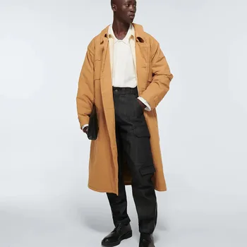 Erkek Uzun Kapitone Kruvaze Rüzgarlık 2021 Sonbahar Kış İngiliz Moda Büyük Yeni Trend Mizaç Rahat Ceket