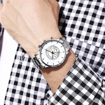 Erkek Watche Güzel erkek Vogue İş Saatler Erkekler Casual takvimli saat Erkek Paslanmaz Çelik quartz saat erkek saati 2
