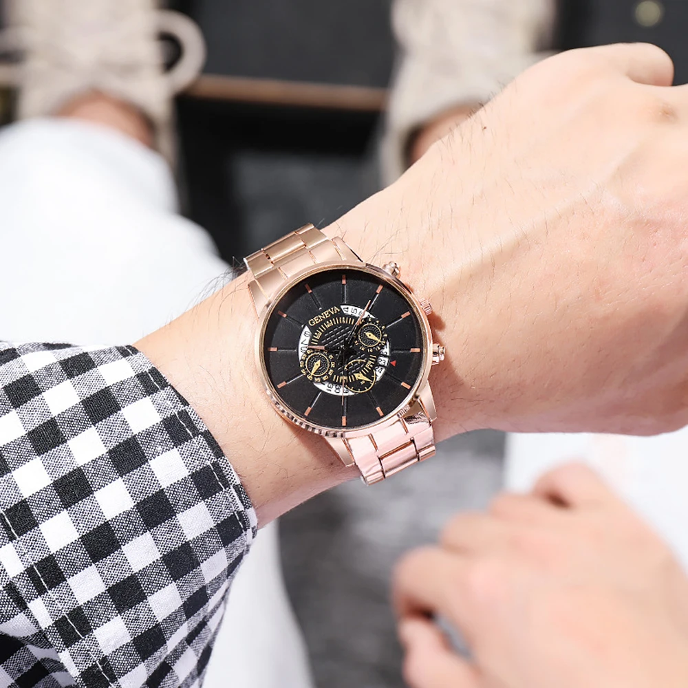 Erkek Watche Güzel erkek Vogue İş Saatler Erkekler Casual takvimli saat Erkek Paslanmaz Çelik quartz saat erkek saati