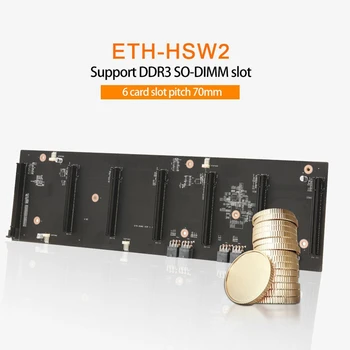 ETH-HSW2 BTC Madencilik Anakart Seti ile 128G SSD + 8G DDR3 RAM + 6X8Pin Güç Kablosu 6 Kartları PCIE X16 Grafik Kartı Yuvası 70mm 2